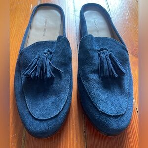 Banana Republic Navy Blue suede tassel mules